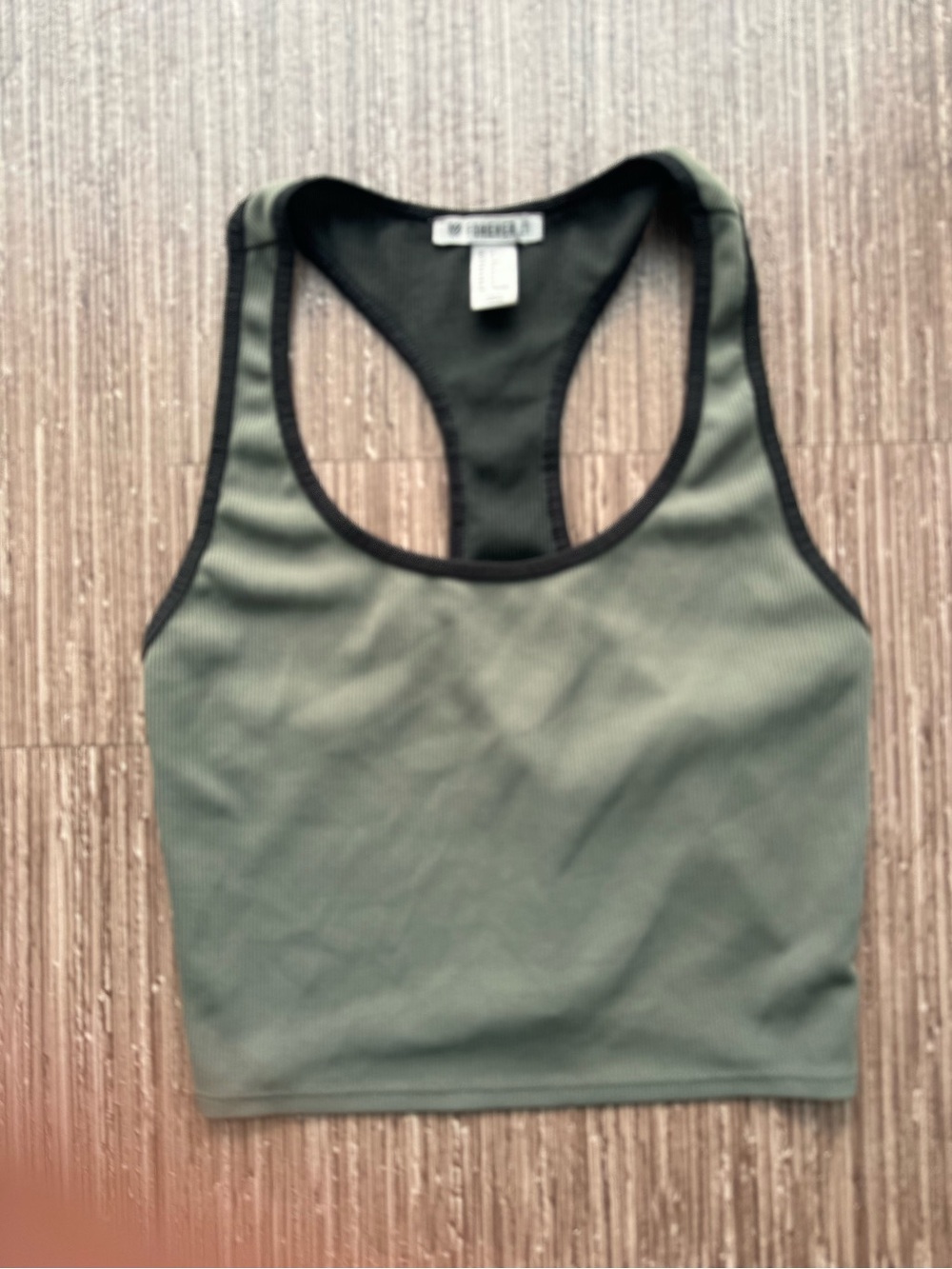 Forever 21 Olive Green Racerback Sports Bra with Black Trim